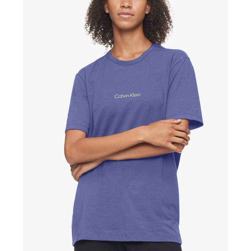 NEW CALVIN KLEIN crewneck logo graphic tee in bleached